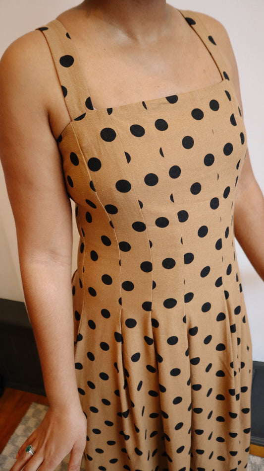 Polka Dot Seam Detail Maxi Dress