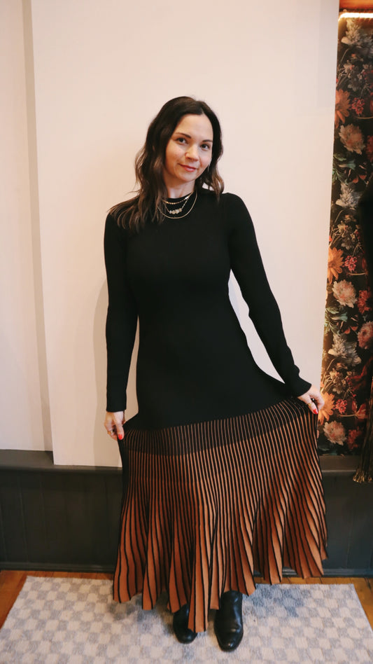 Pleated Illusion Sweater Dress