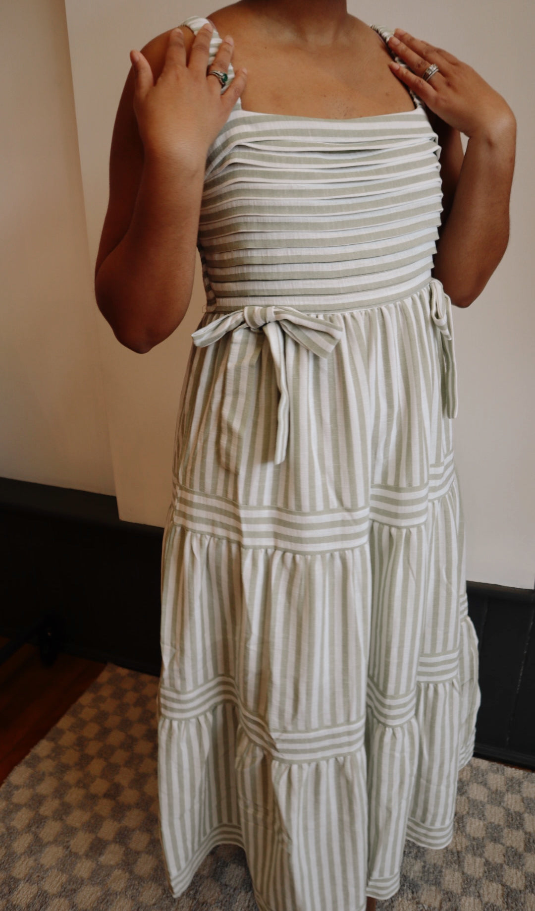 Tiered Bow Stripe Dress