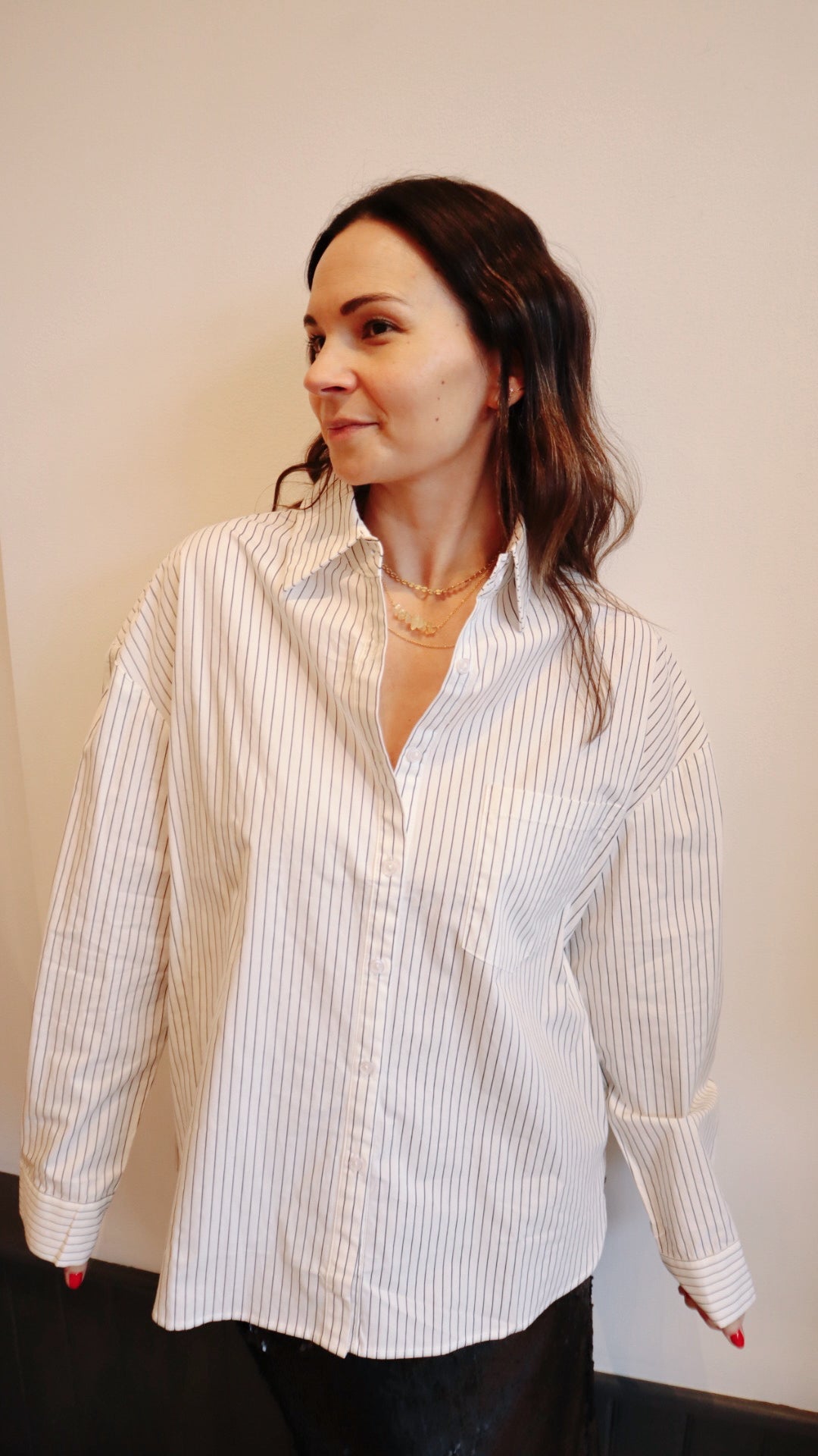 Oversized Pin-stripe Button Down