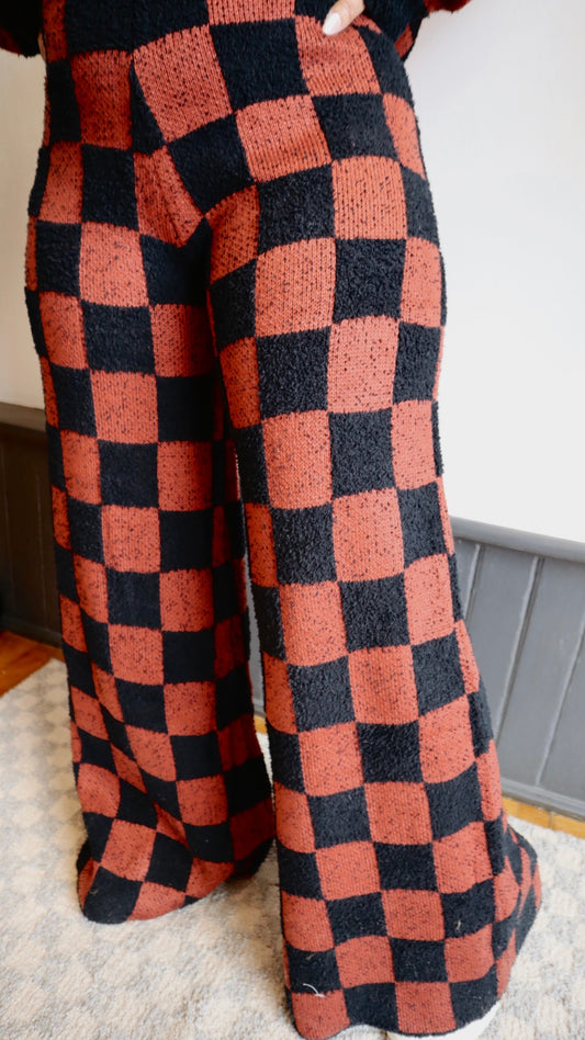 Checkerboard Knit Sweater Pant