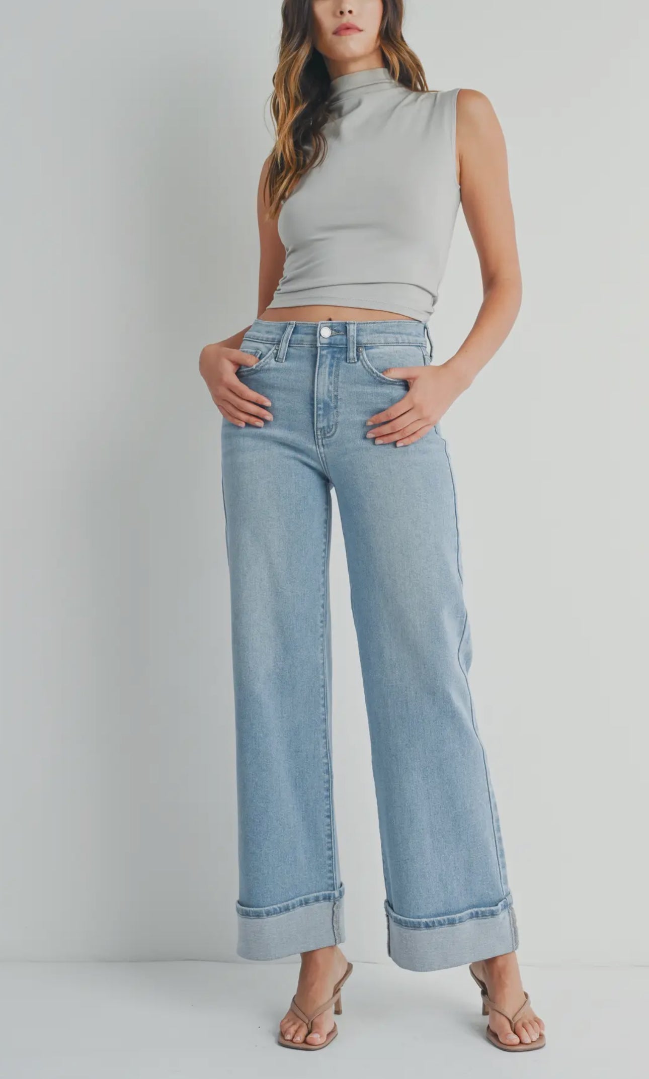 Cuffed Palazzo Denim – Covet