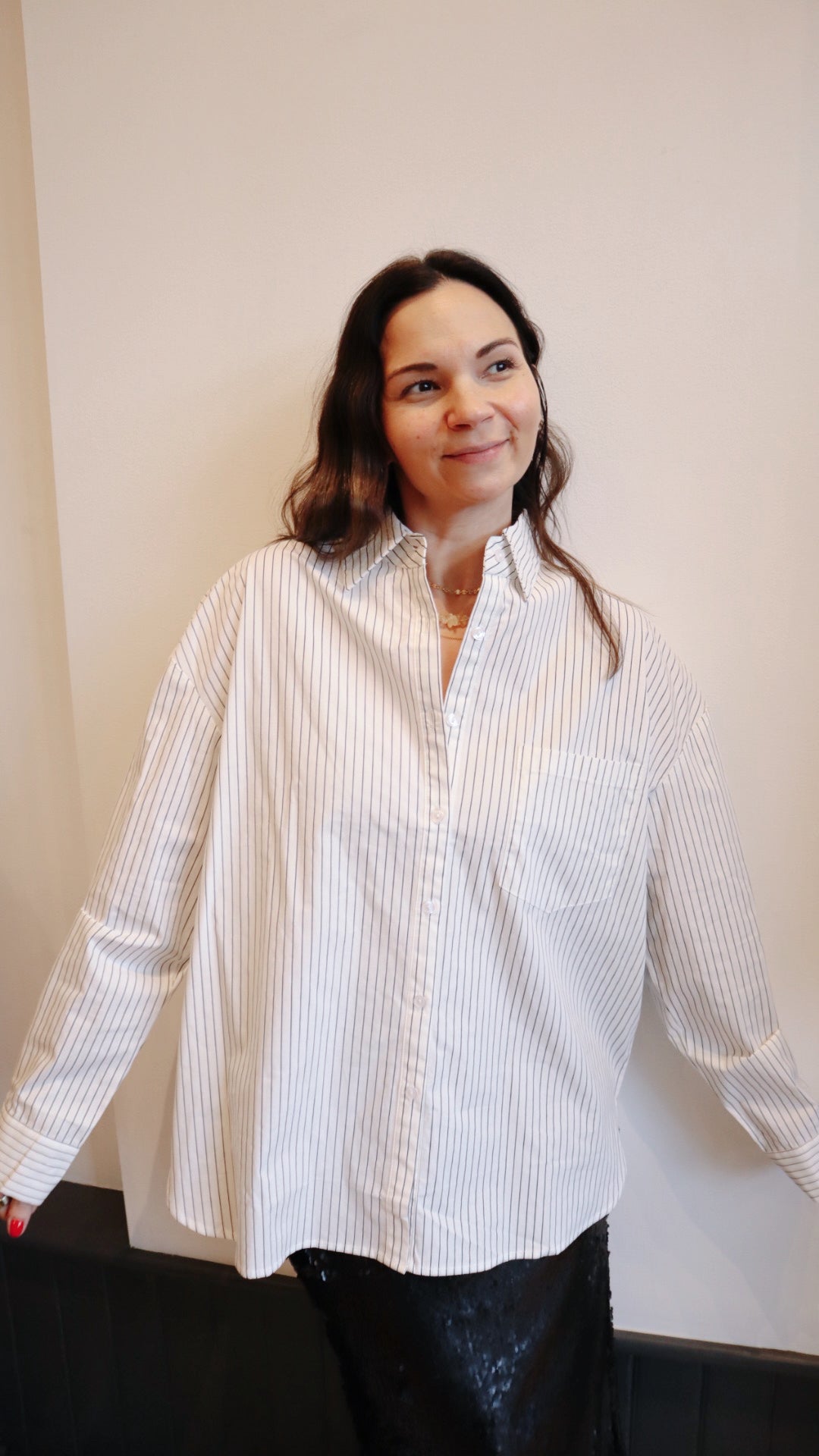 Oversized Pin-stripe Button Down