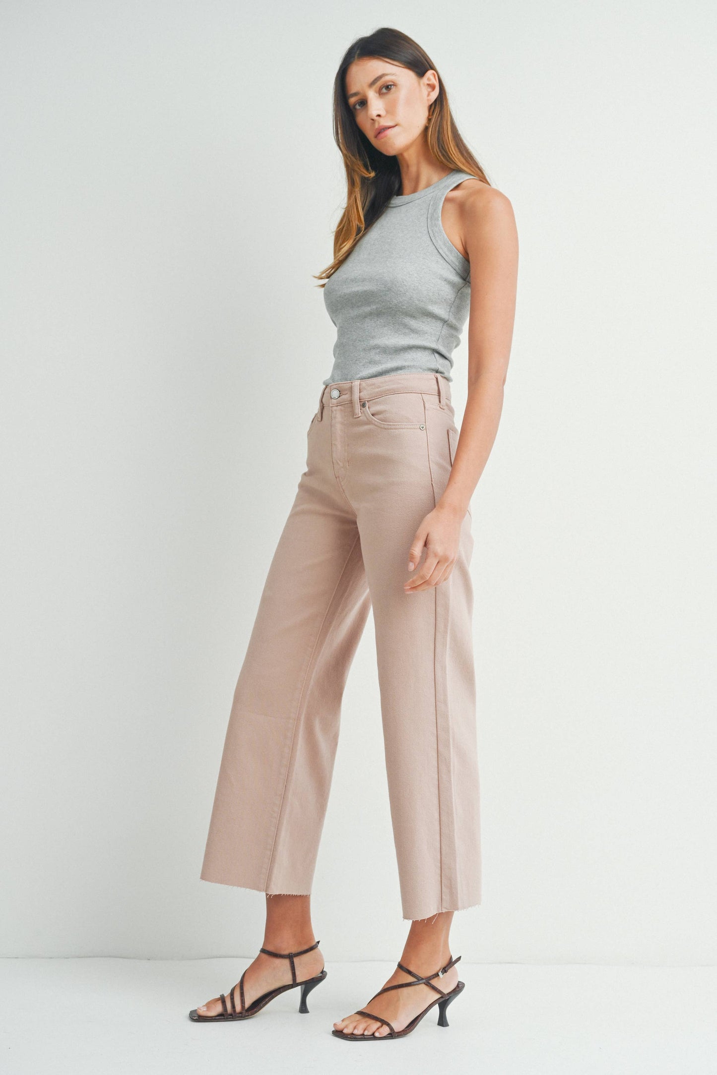 Colored Cropped Wide Leg