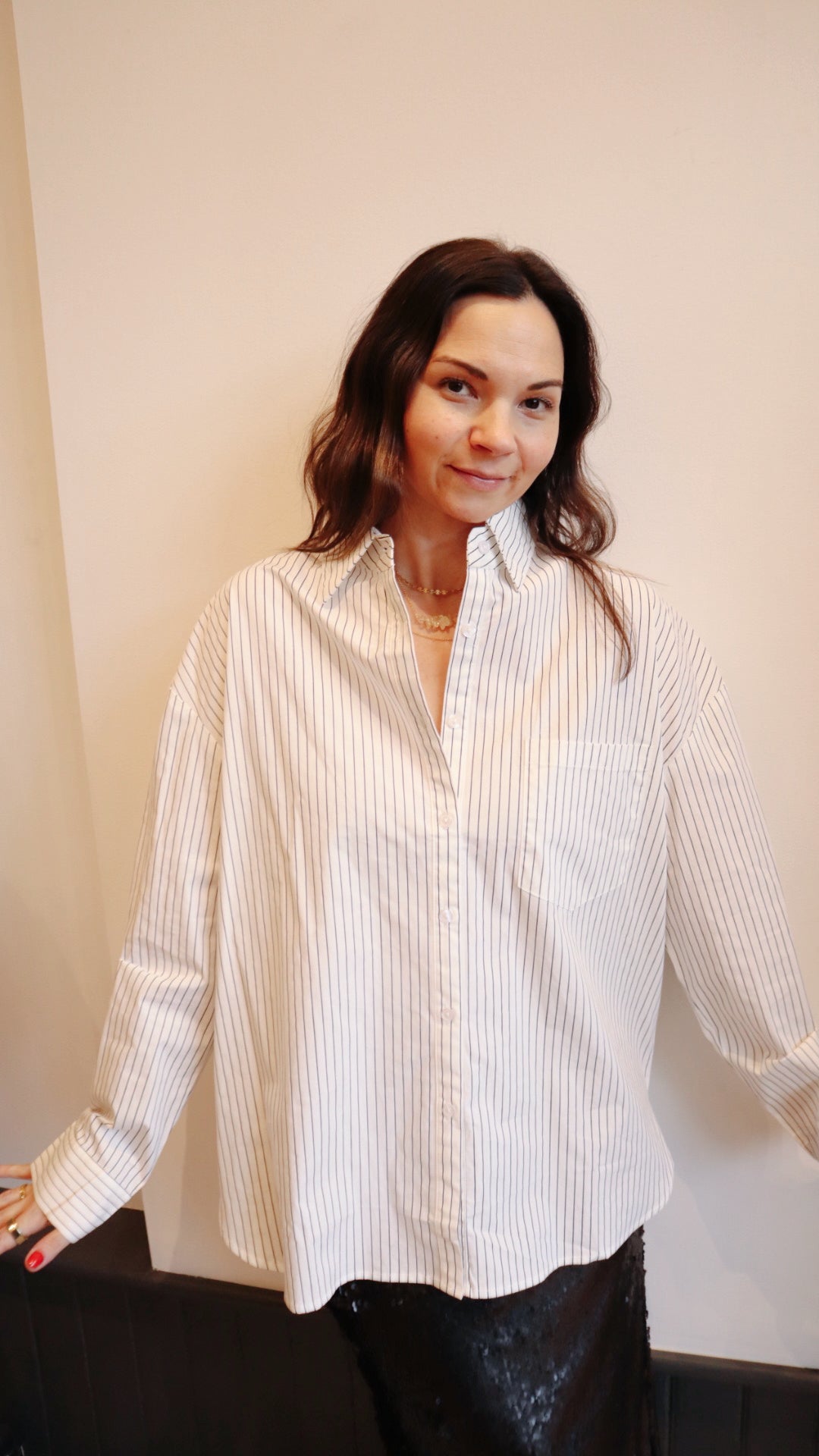 Oversized Pin-stripe Button Down