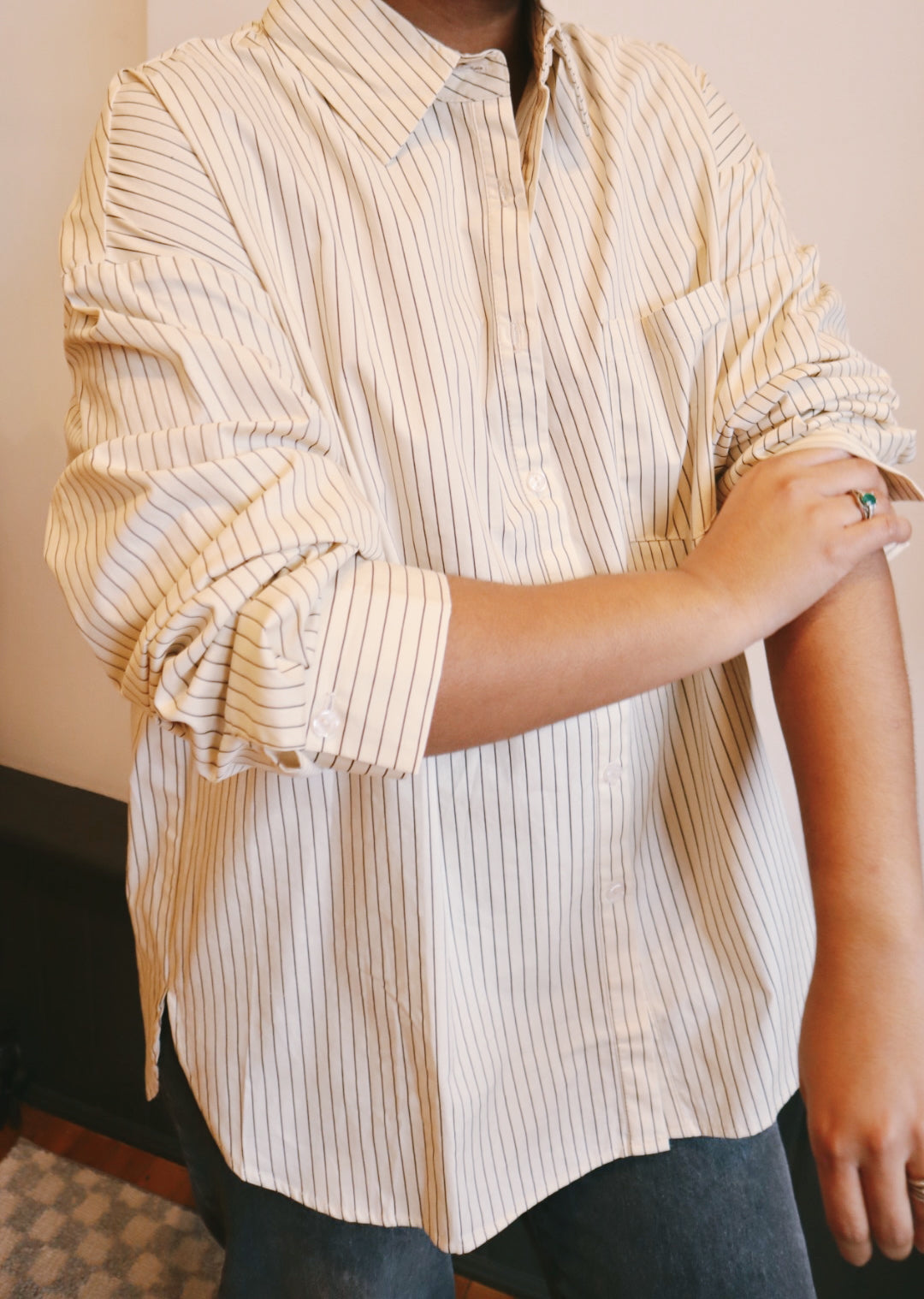 Oversized Pin-stripe Button Down