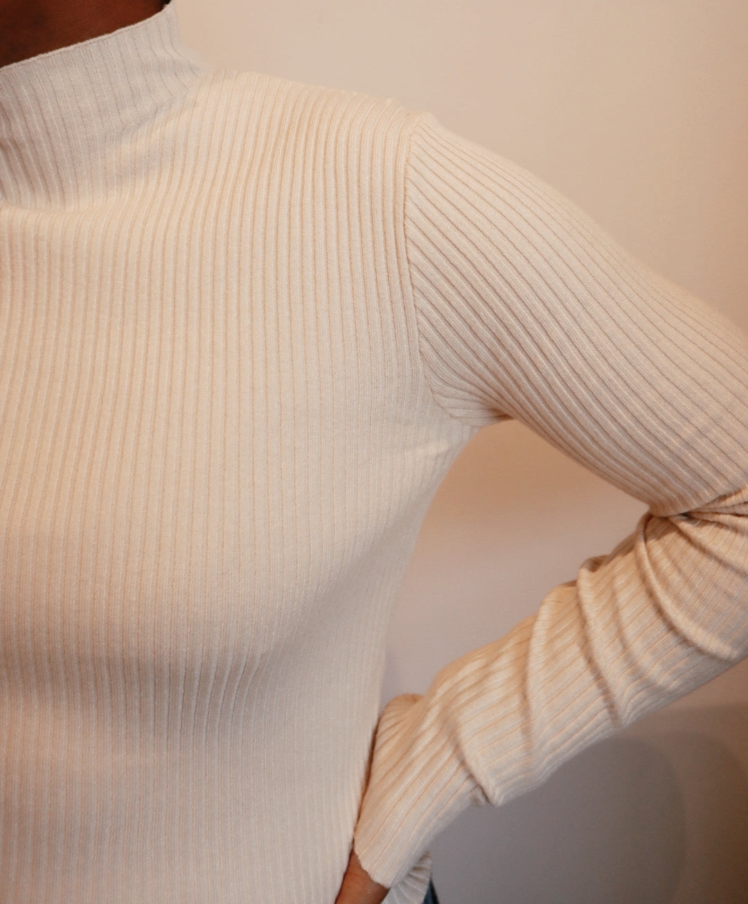 Mock-neck Ribbed Sweater