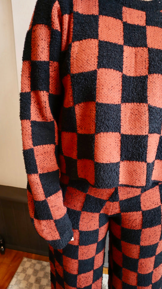 Checkerboard Knit Sweater