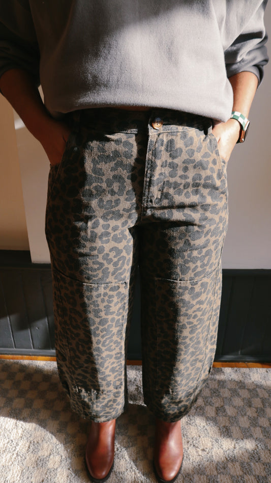 Leopard Barrel Denim