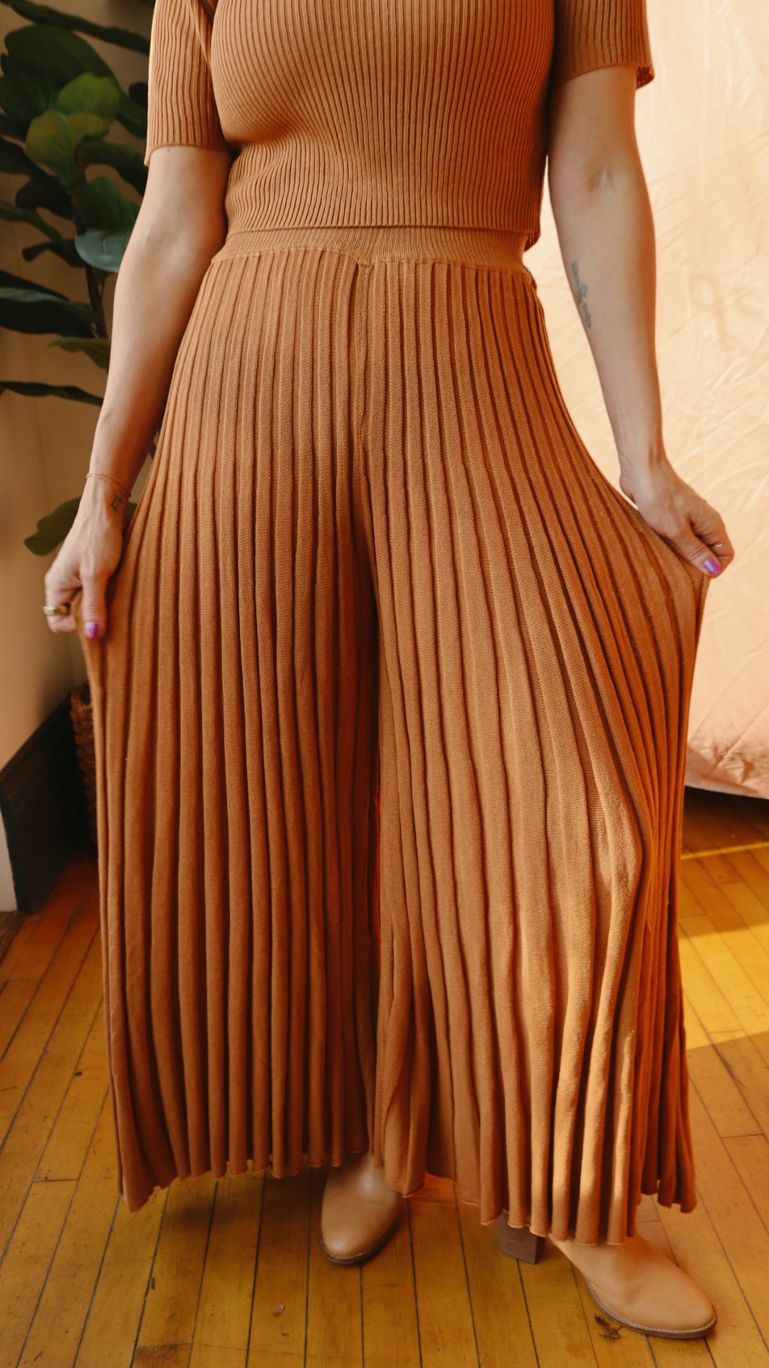 Wide Leg Knit Sweater Pant