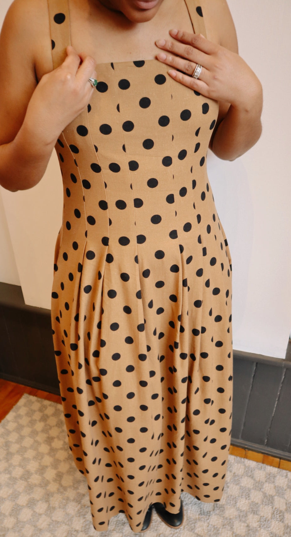 Polka Dot Seam Detail Maxi Dress