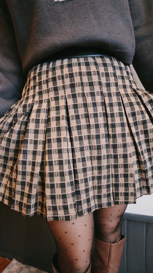 Gingham Pleated Mini Skirt