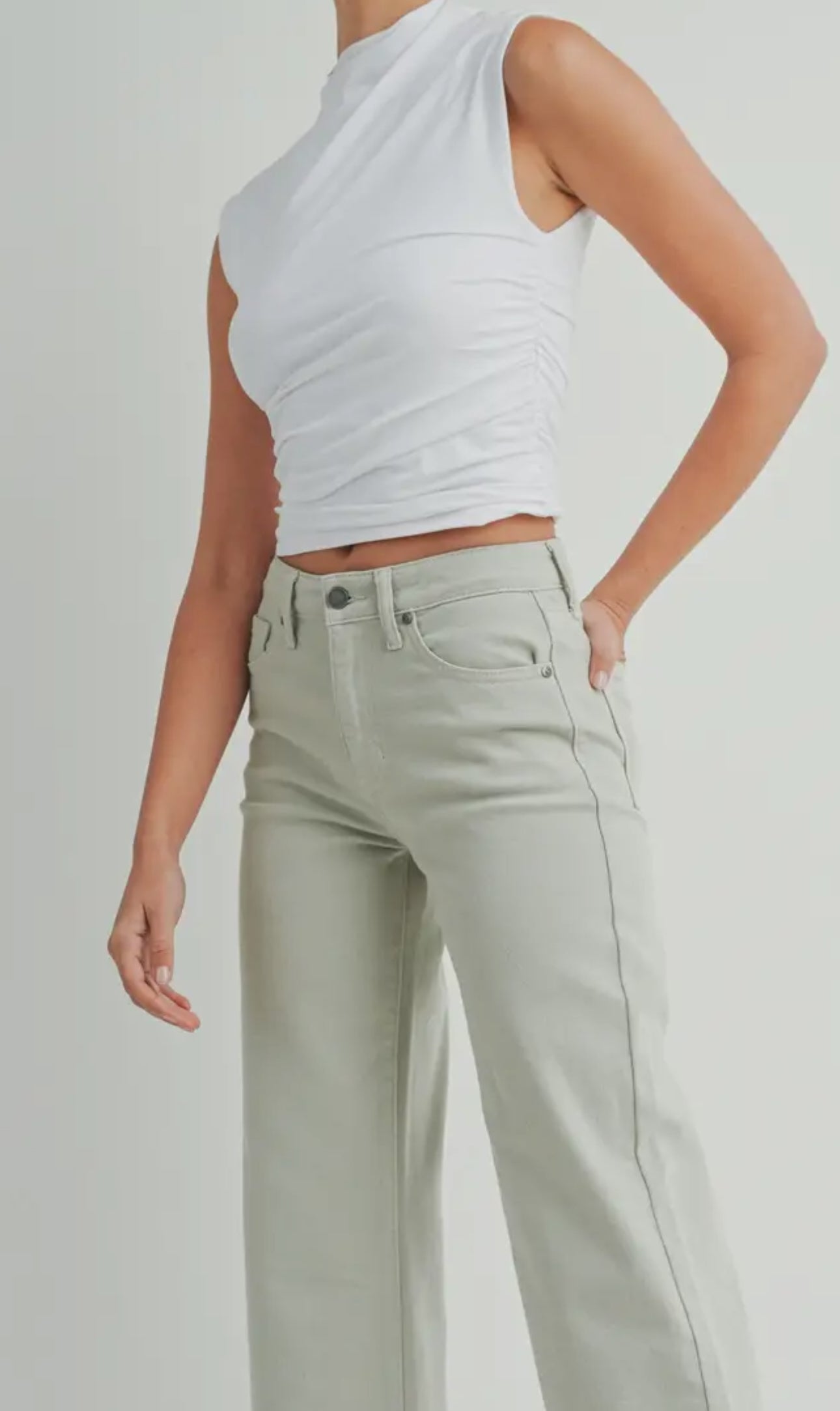 Colored Cropped Wide Leg